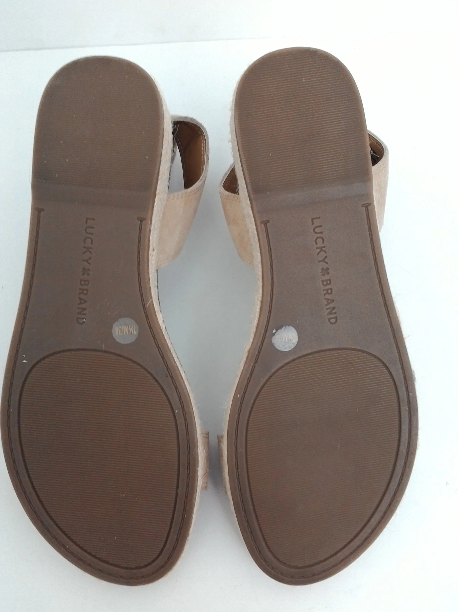 Lucky Brand Women's Garston Leather Flat Espadrille Sandal Size 7.5 M