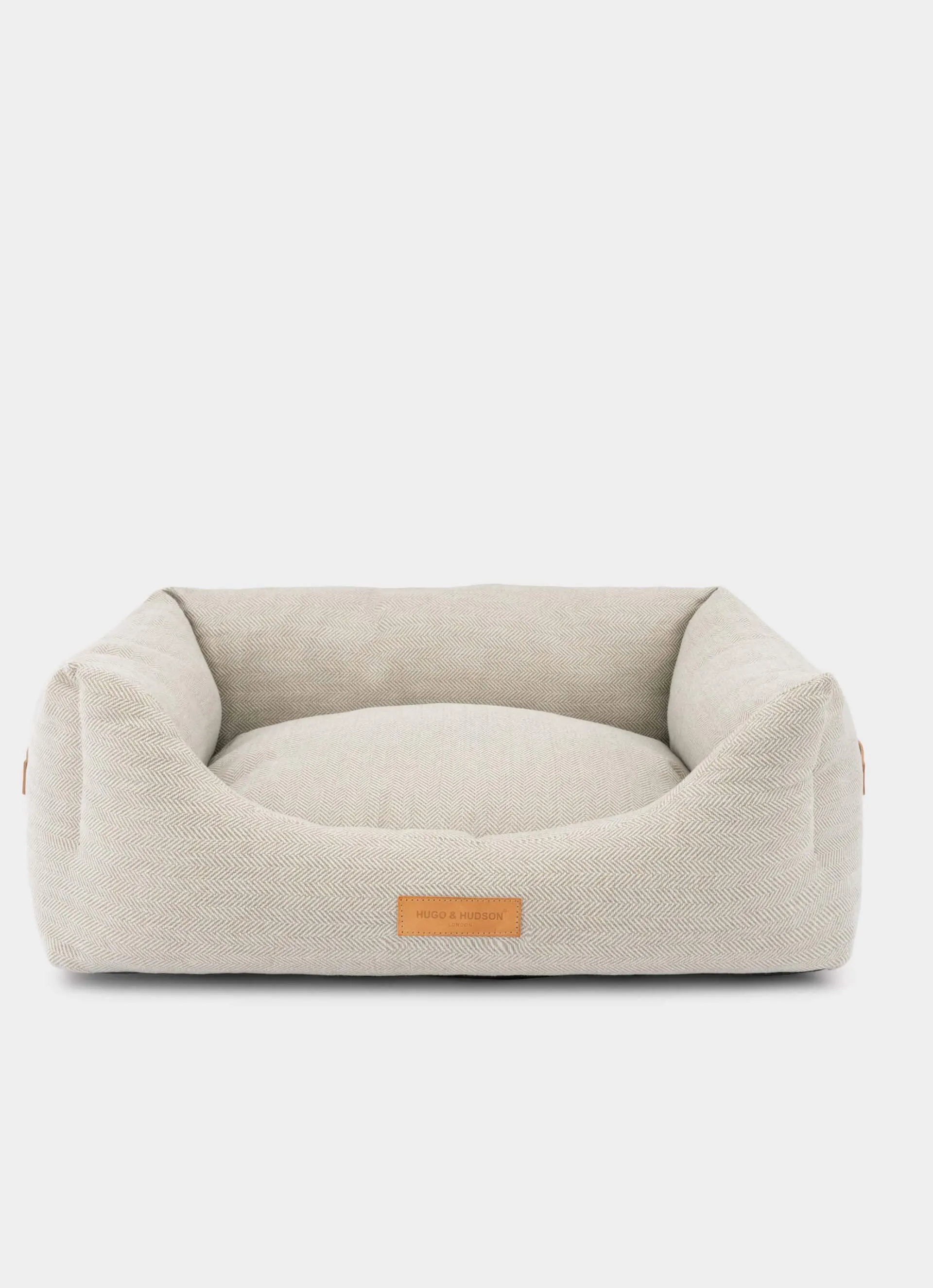 Luxury Dog Bed - Sand Herringbone