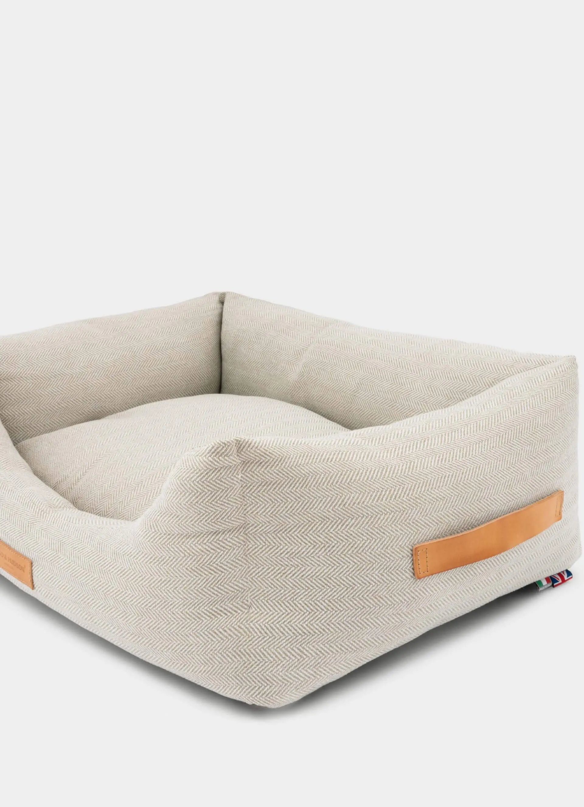 Luxury Dog Bed - Sand Herringbone