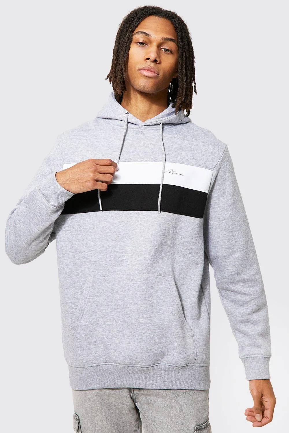 Man Signature Colour Block Hoodie | boohooMAN UK