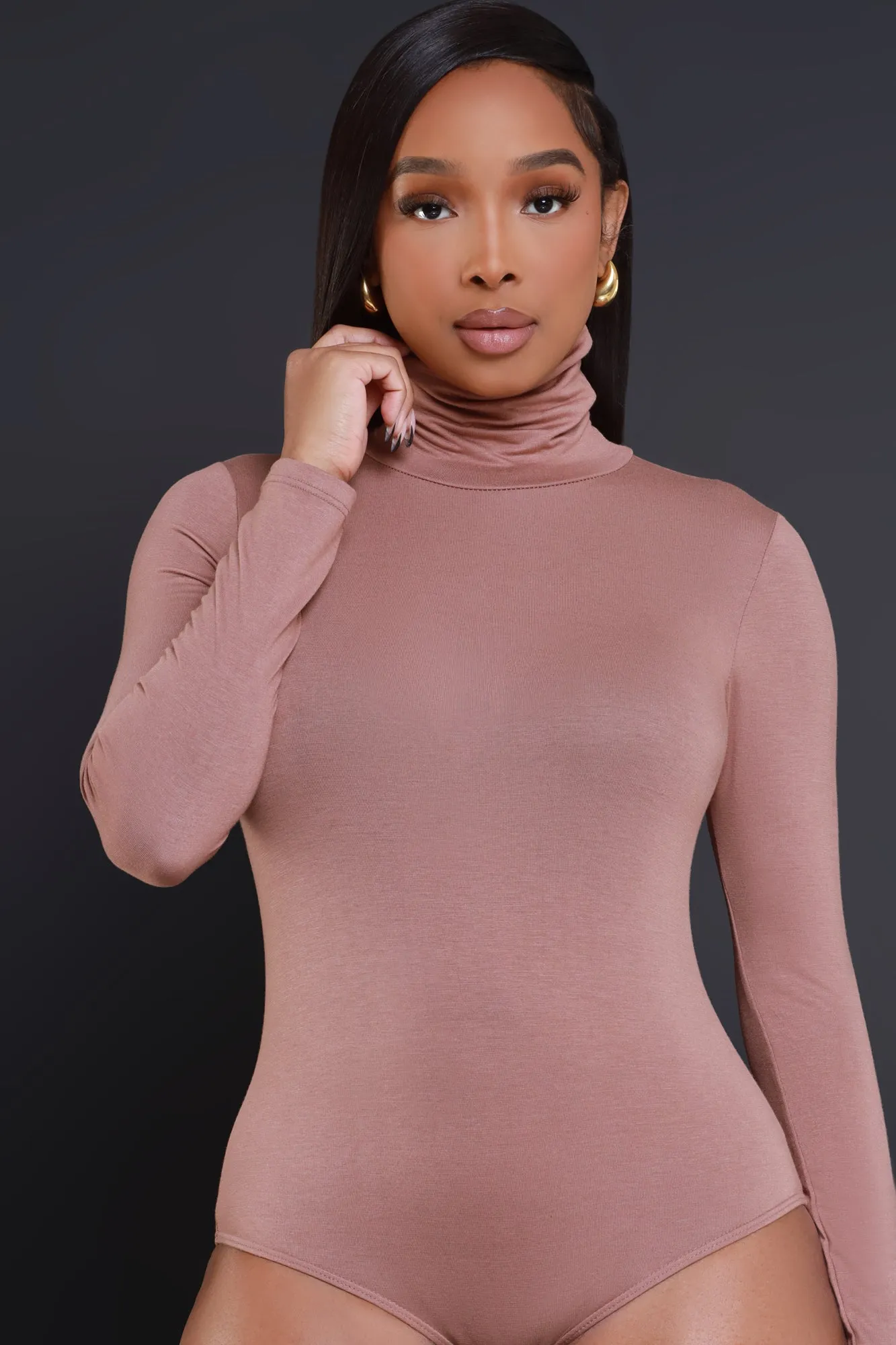 Maneater Turtleneck Bodysuit - Toffee