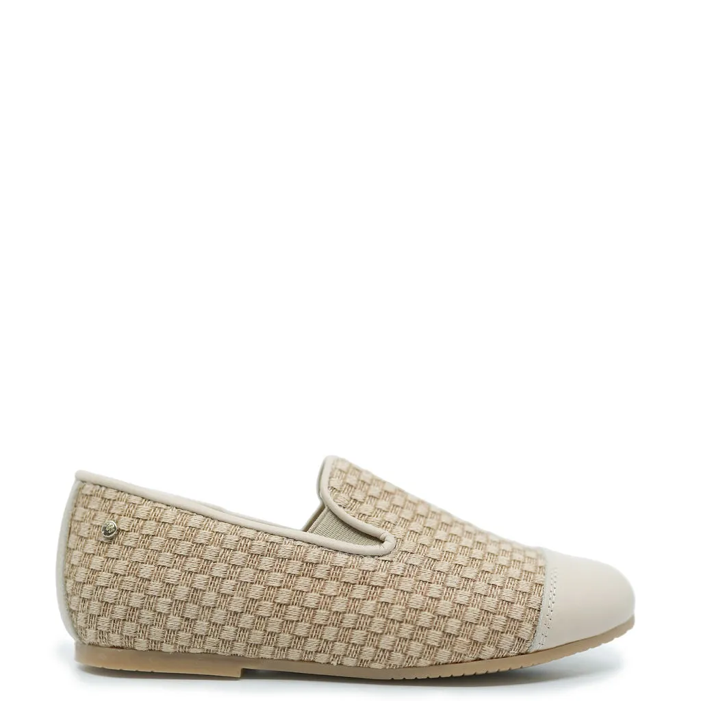 Manuela Beige Checkered Captoe Loafer