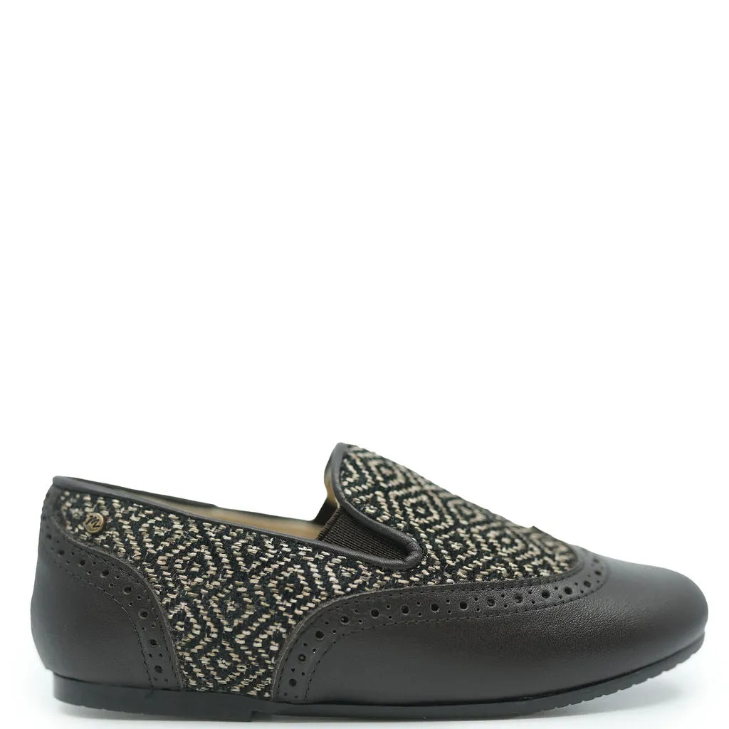 Manuela Mocha Tapestry Wingtip Smoking Loafer