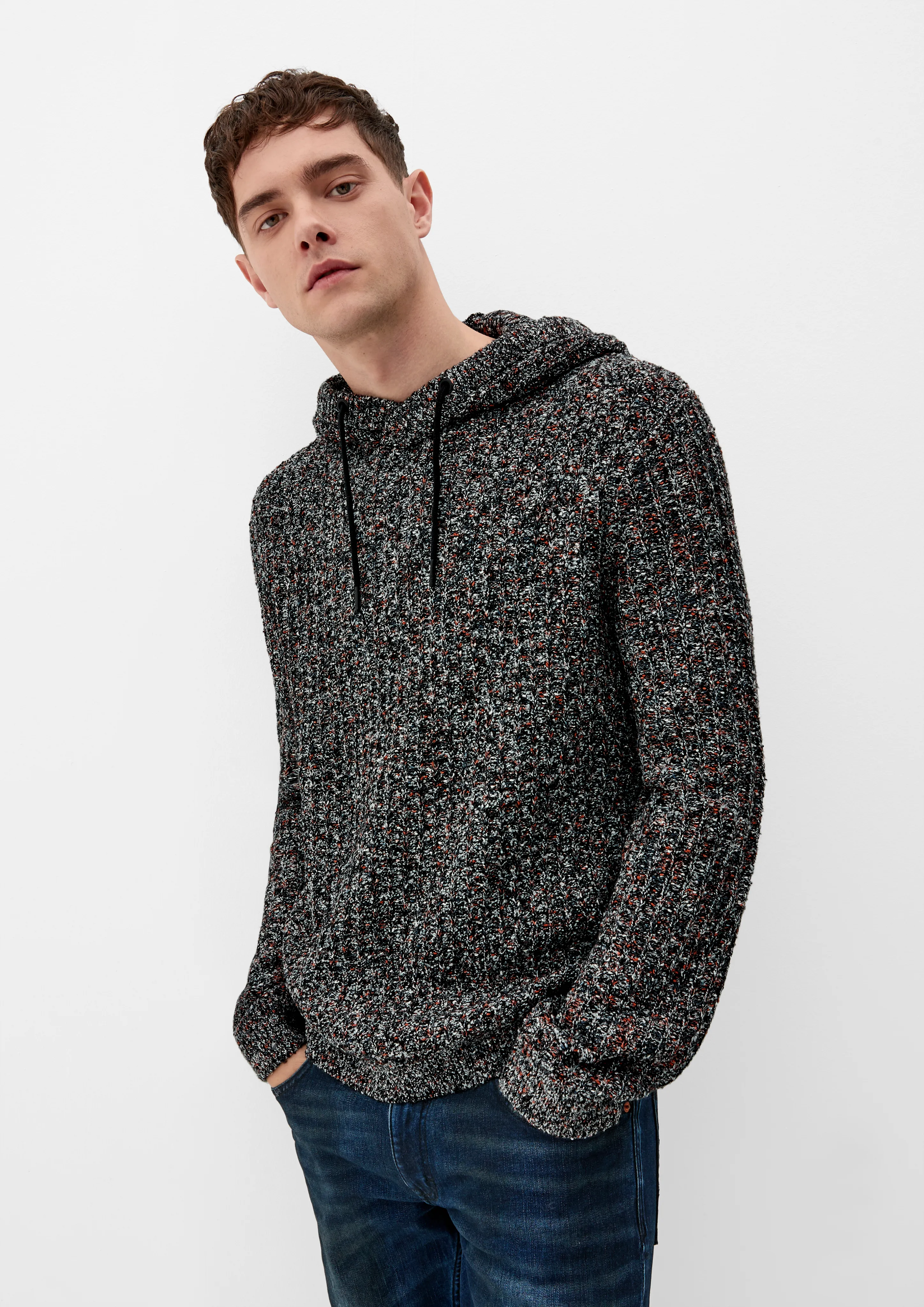 Melange knitted hoodie