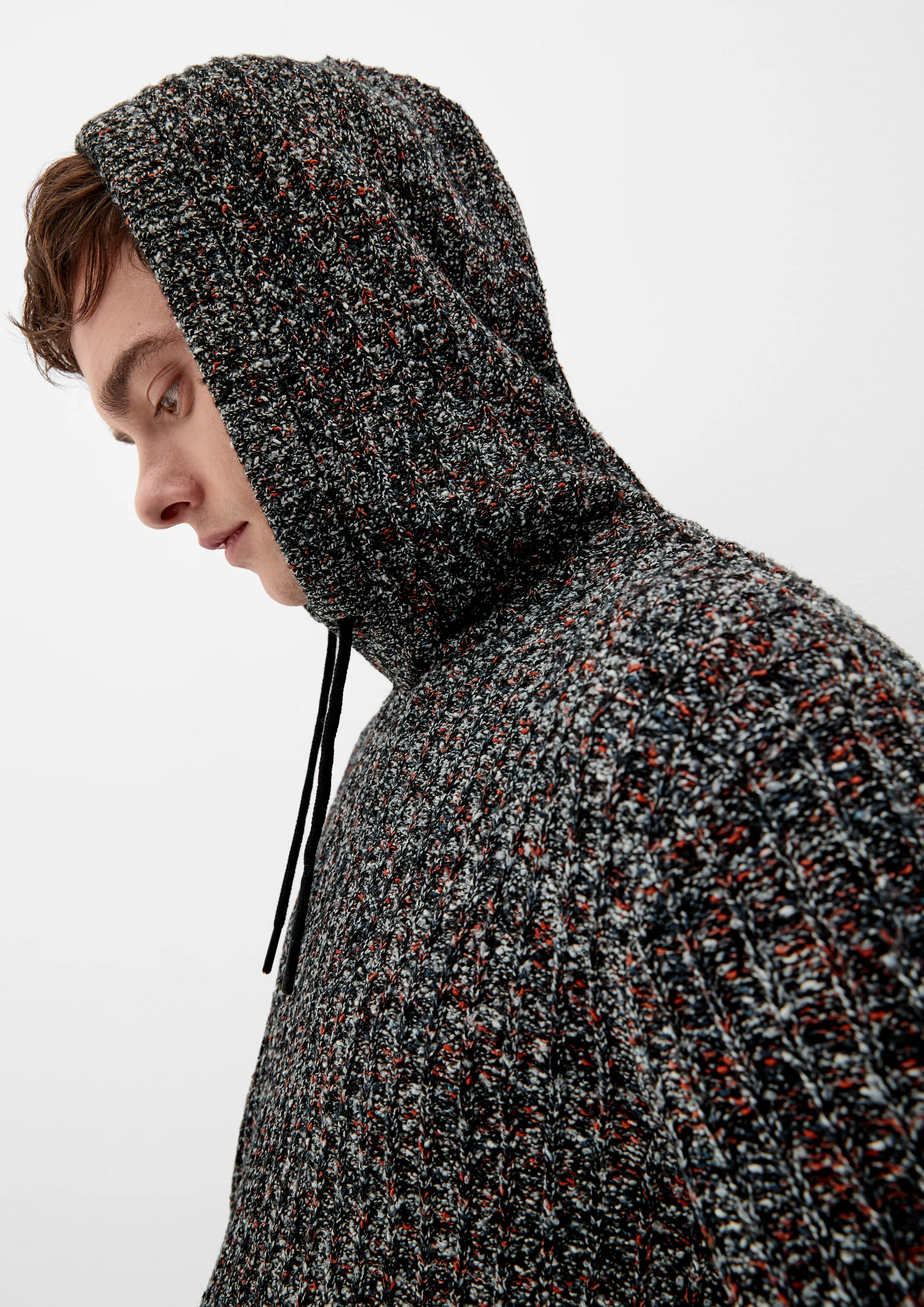 Melange knitted hoodie