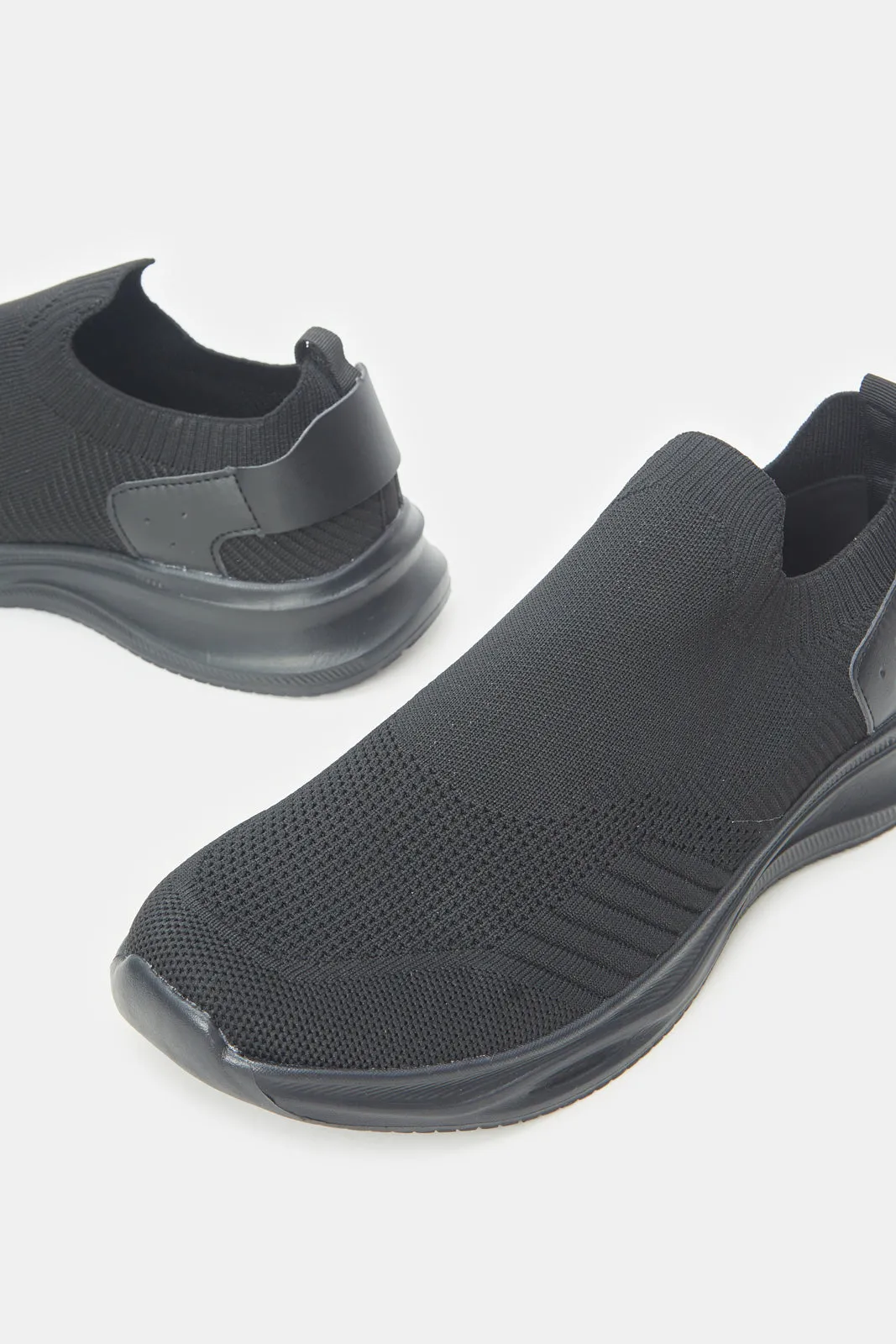 Men Black Solid Slip-On