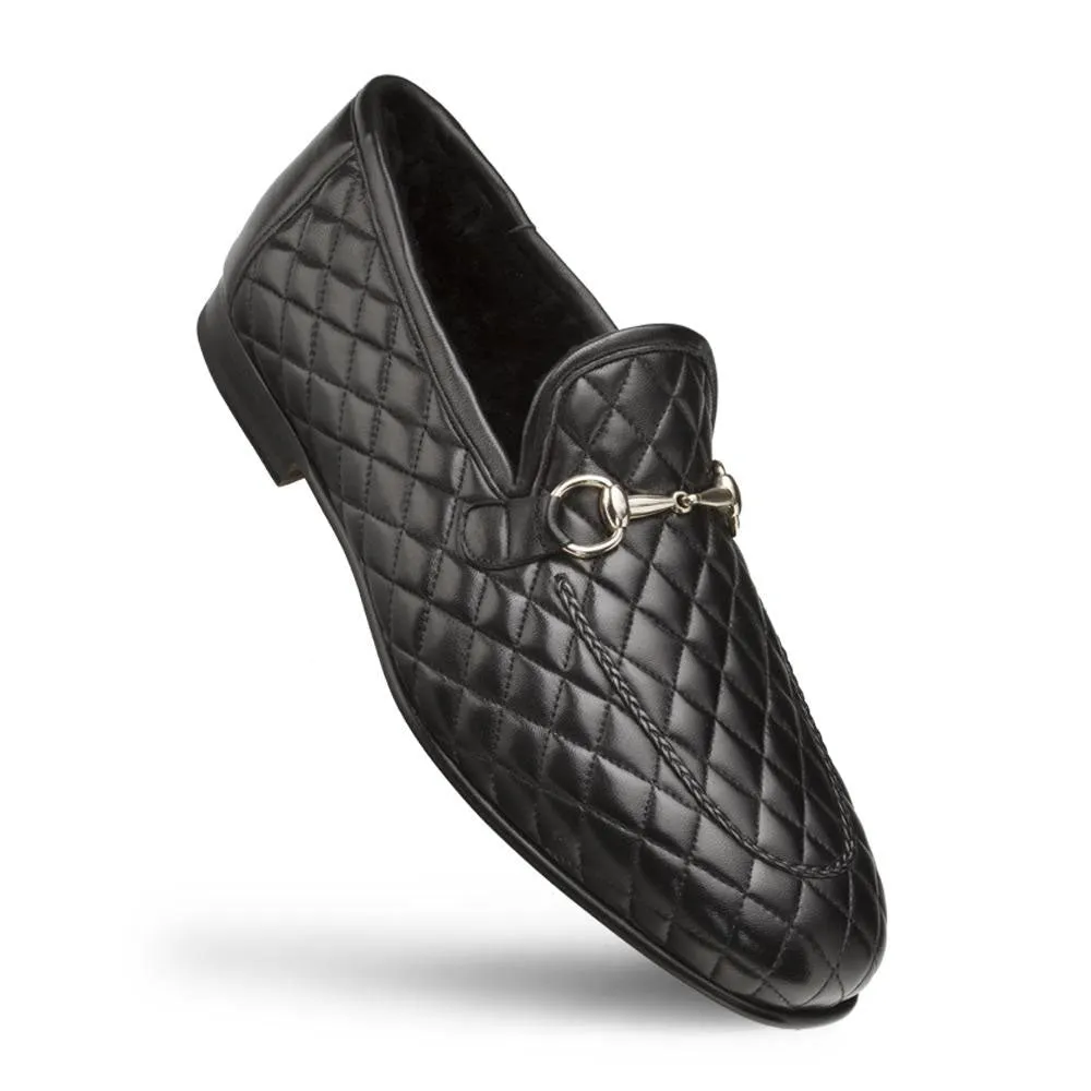 Mezlan Quilted Leather Loafer Black