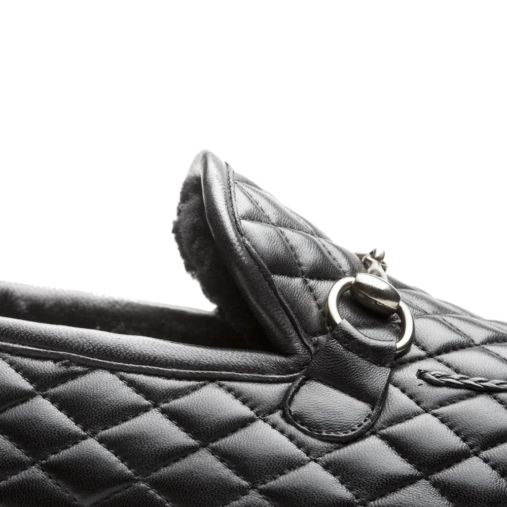 Mezlan Quilted Leather Loafer Black