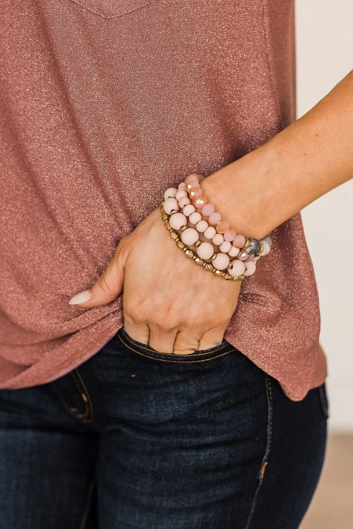 My New Obsession 4 Layer Bracelet- Light Pink