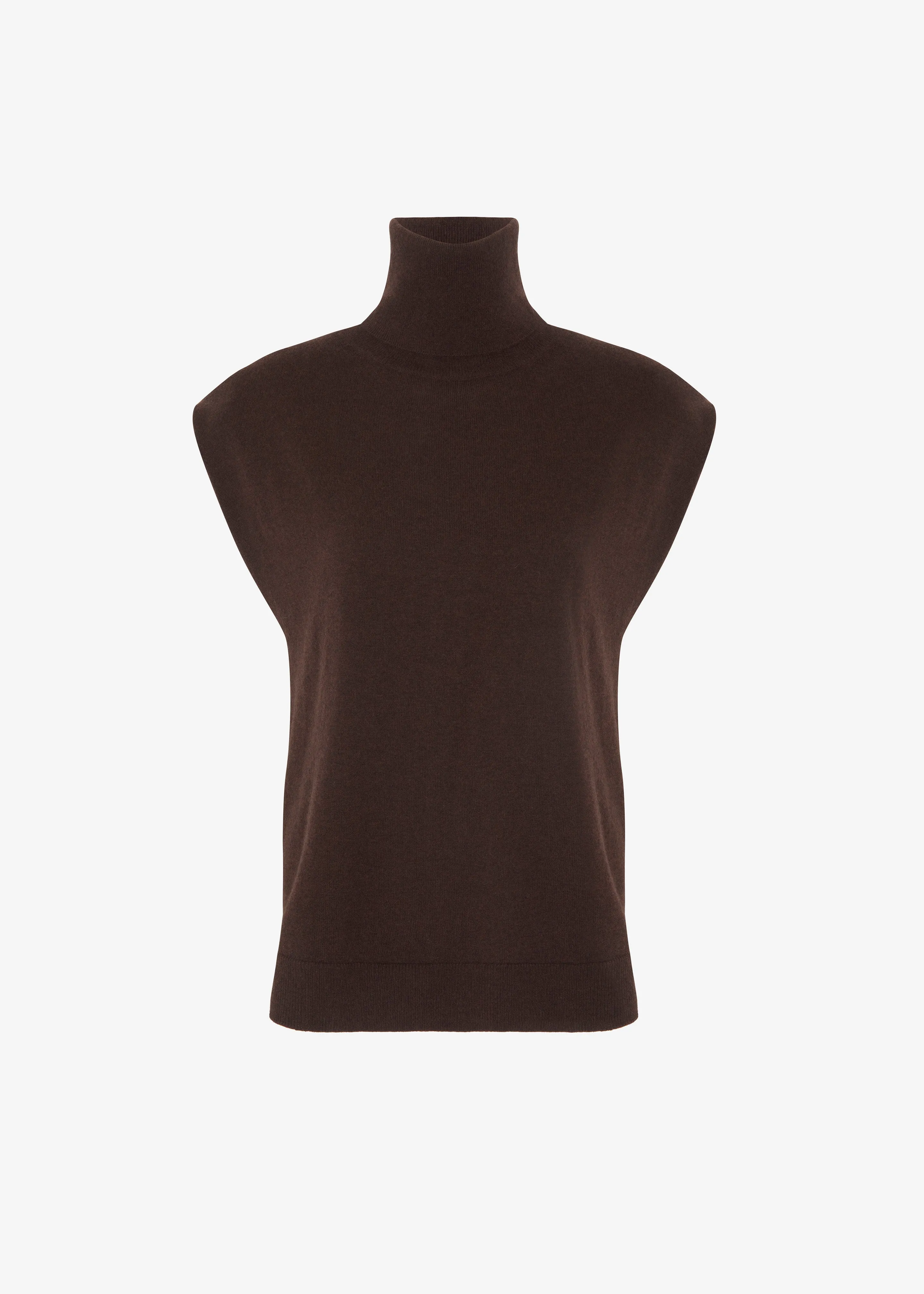 Nadia Thin Padded Sleeveless Turtleneck - Brown