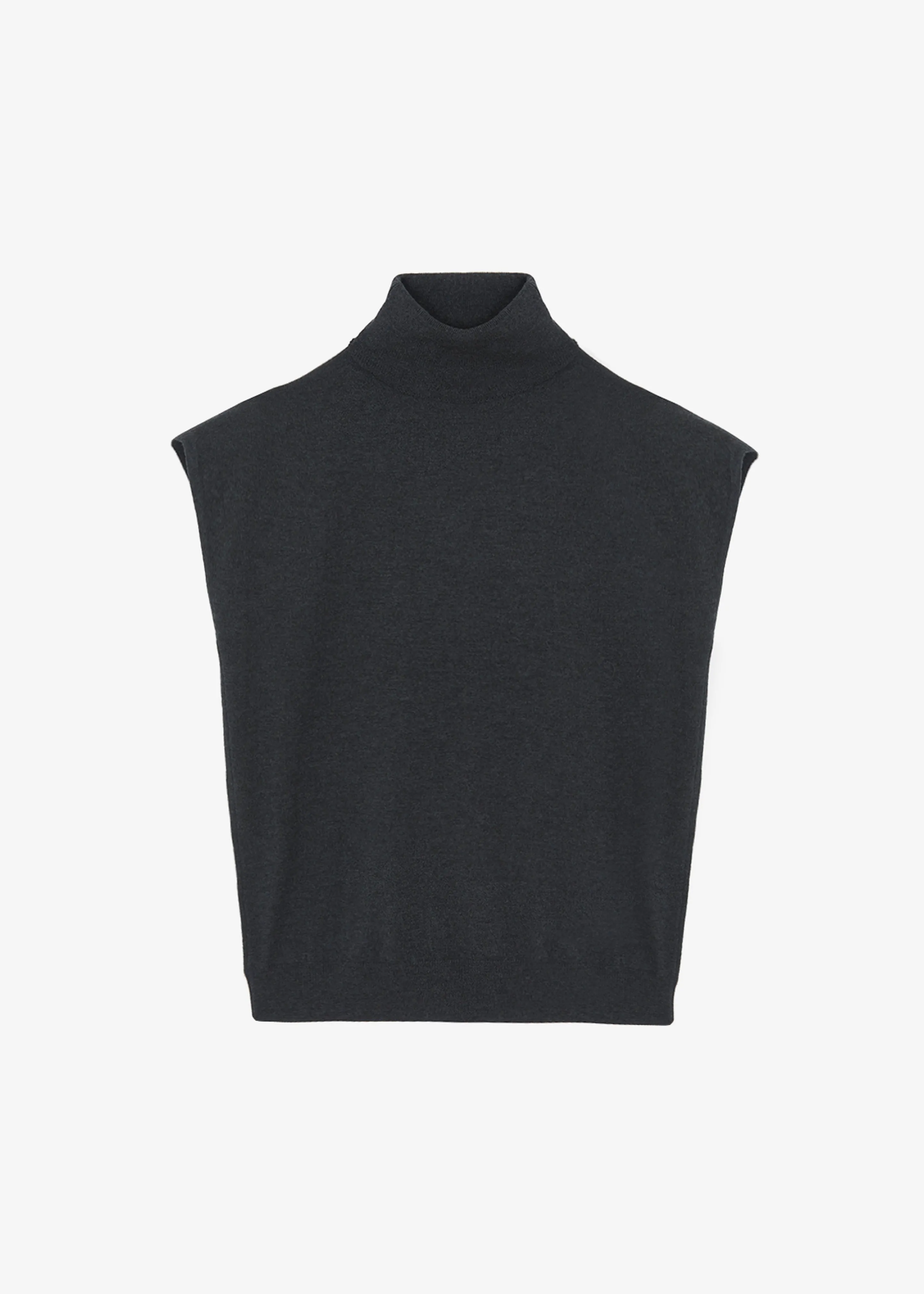 Nadia Thin Padded Sleeveless Turtleneck - Charcoal