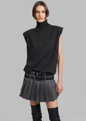 Nadia Thin Padded Sleeveless Turtleneck - Charcoal