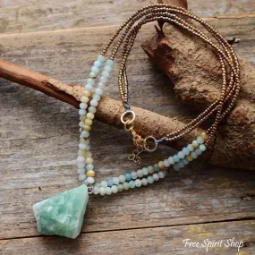 Natural Amazonite Gemstone Two Layer Necklace