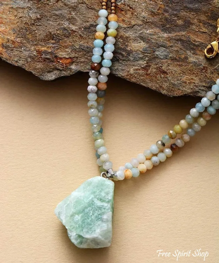 Natural Amazonite Gemstone Two Layer Necklace