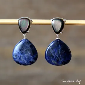 Natural Blue Sodalite & Shell Earrings