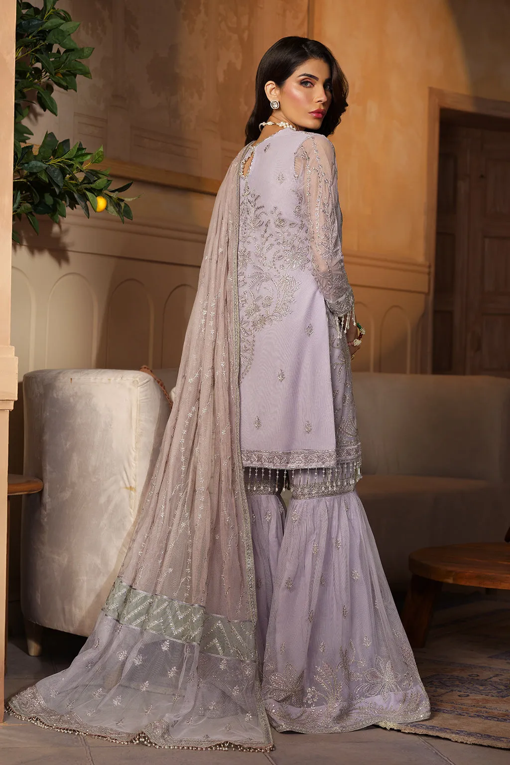 Nauroz by Zarif Embroidered Net Unstitched 3Pc Suit ZFN-07 MEHER