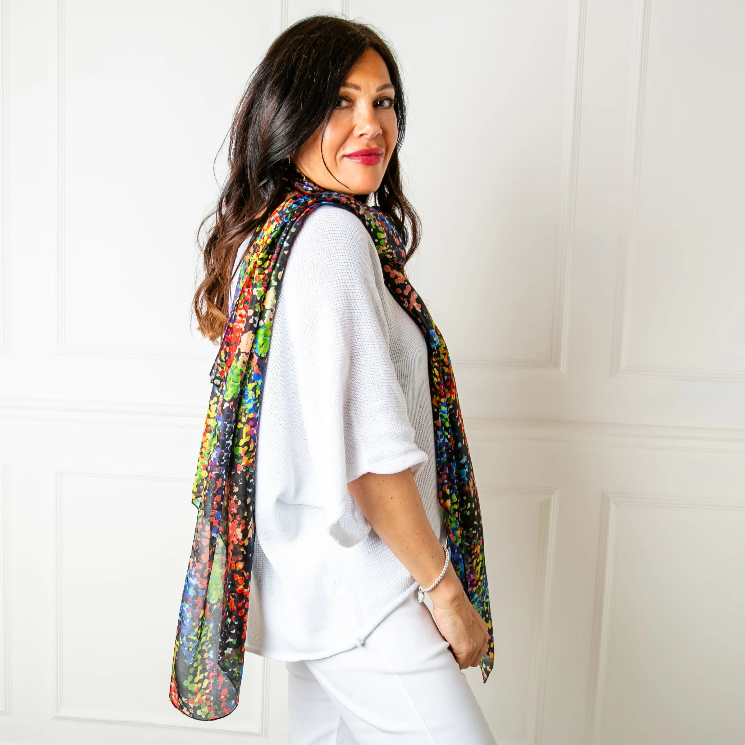 Neon Blossom Silk Scarf