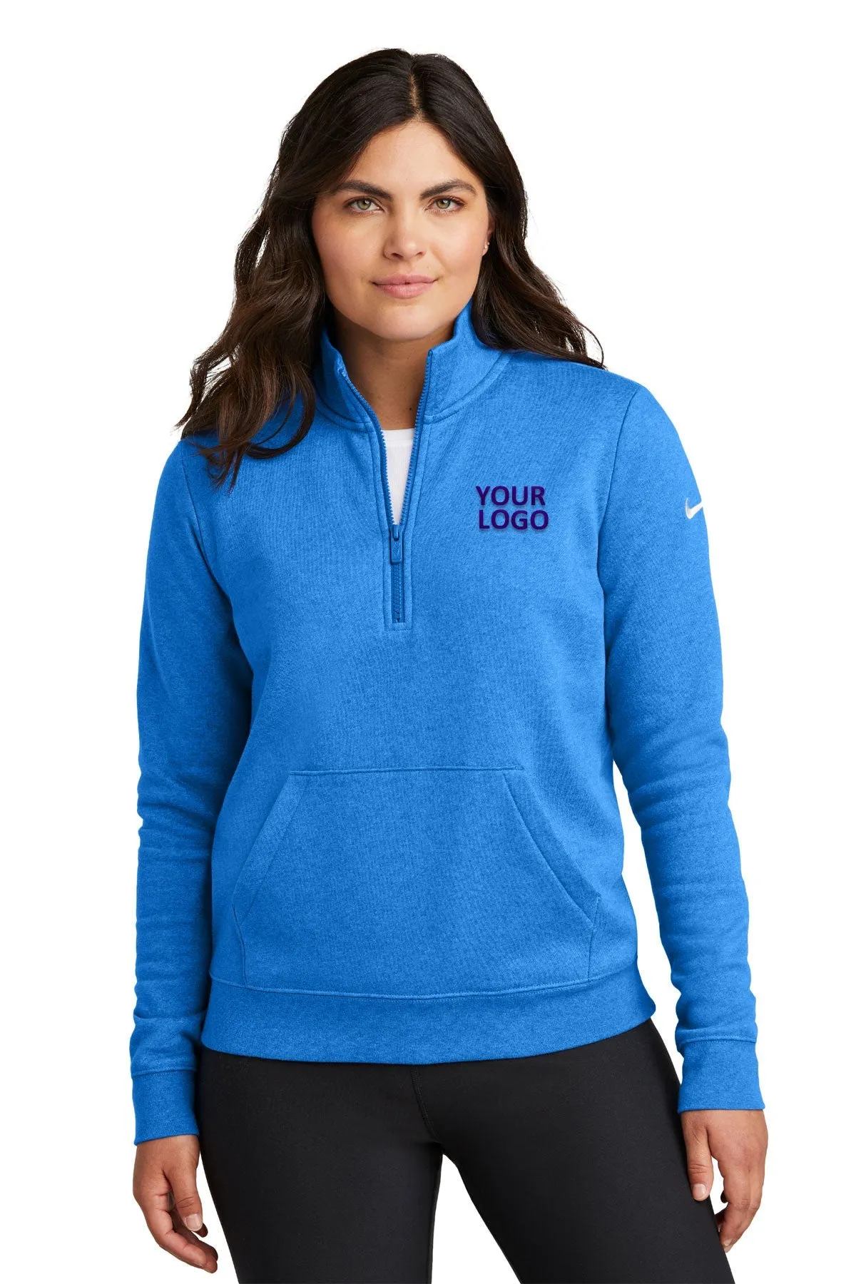 Nike Ladies Club Fleece Custom Quarter-Zips, Game Royal Heather