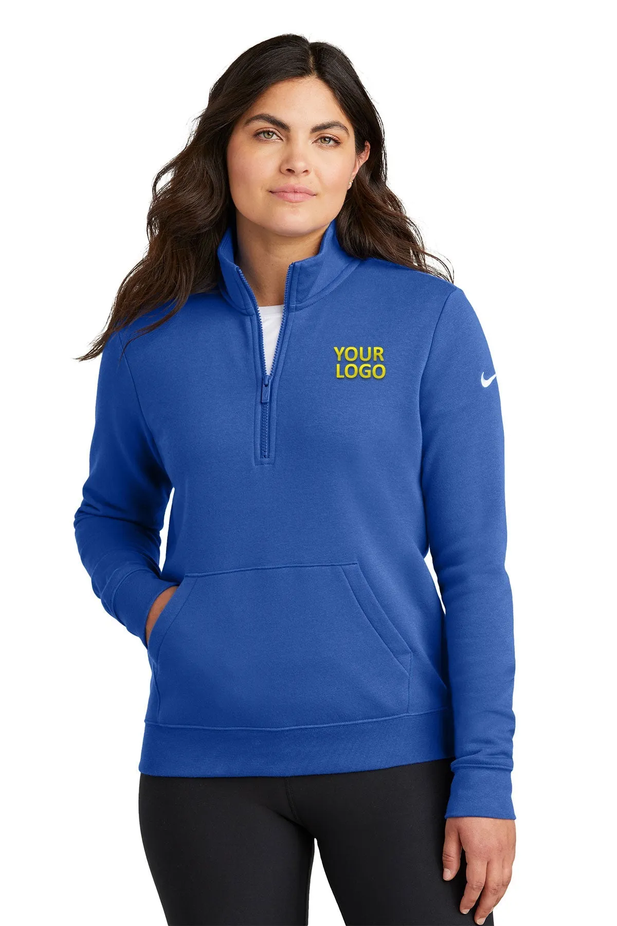 Nike Ladies Club Fleece Custom Quarter-Zips, Game Royal