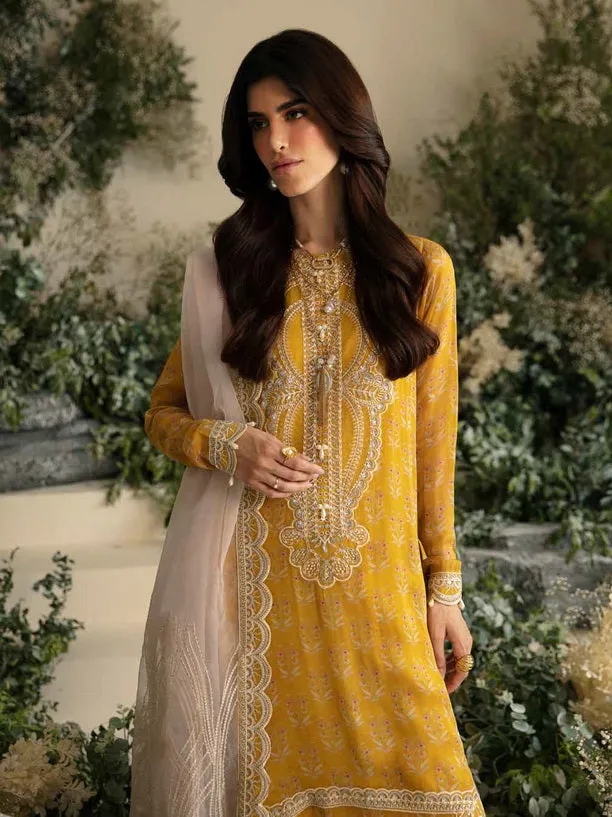 Nureh Amaya Embroidered Luxury Chiffon Unstitched 3Pc Suit AM-05