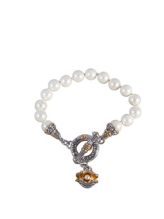 Ocean Images Pearl in Shell String of Knotted Pearls Bracelet by John Medeiros