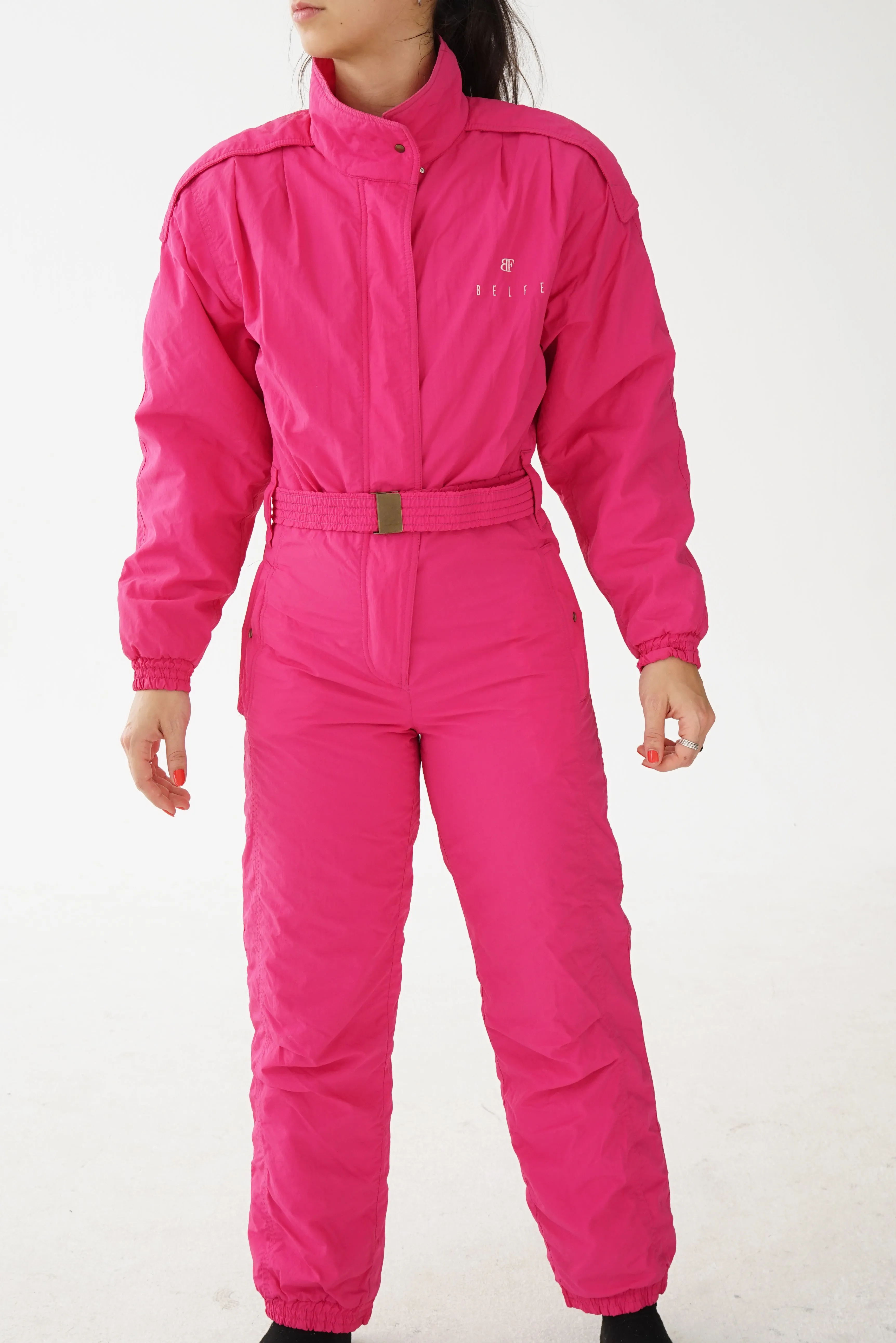 One piece vintage Belfe ski suit, snow suit rose pour femme taille 6 (XS-S)