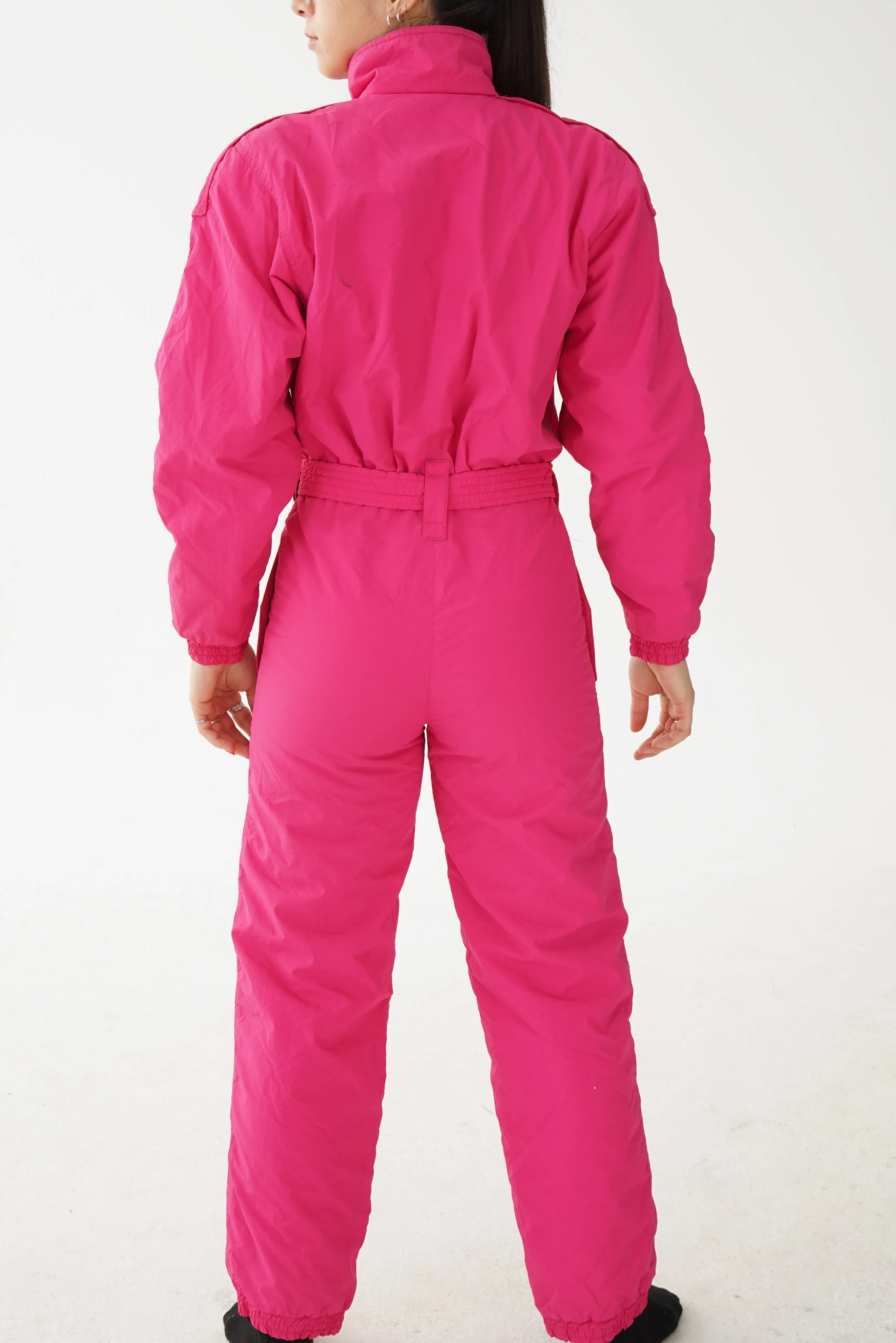 One piece vintage Belfe ski suit, snow suit rose pour femme taille 6 (XS-S)