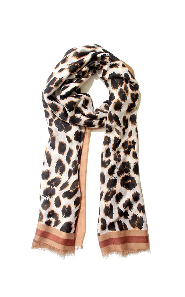 OP1C33 Leopard Pattern Print Oblong Scarf