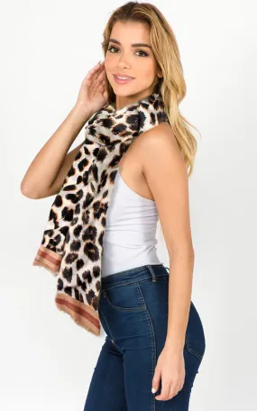 OP1C33 Leopard Pattern Print Oblong Scarf