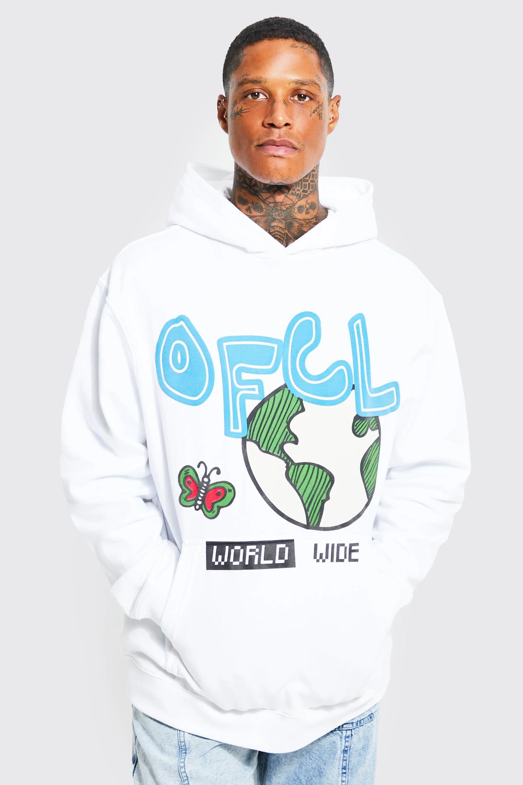 Oversized Doodle Ofcl Graphic Hoodie | boohooMAN UK