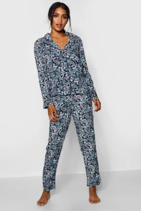 Paisley Print Long Sleeve Pajamas