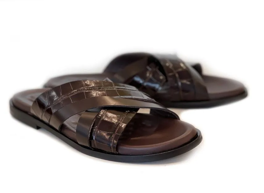 Pelle Aruba Slip-On Calfskin Sandal Brown