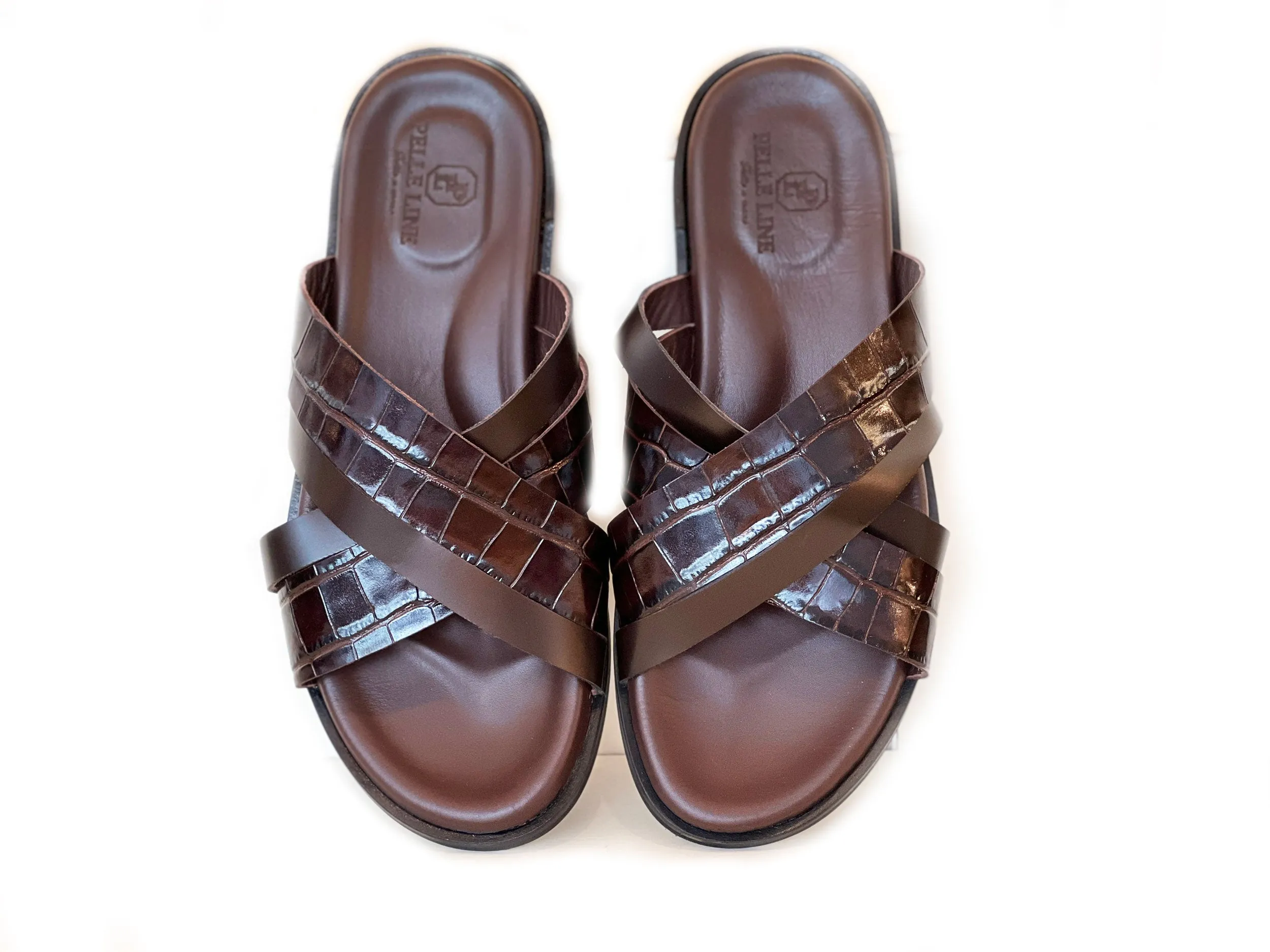 Pelle Aruba Slip-On Calfskin Sandal Brown