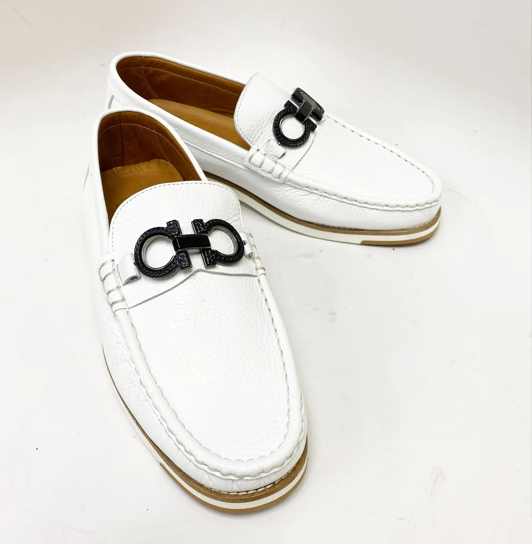 Pelle Calfskin Slip-On Loafer White