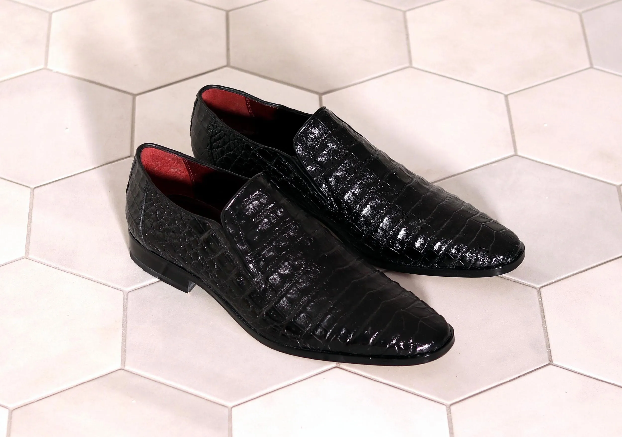 Pelle Exotics Crocodile Slip-On Loafer Black