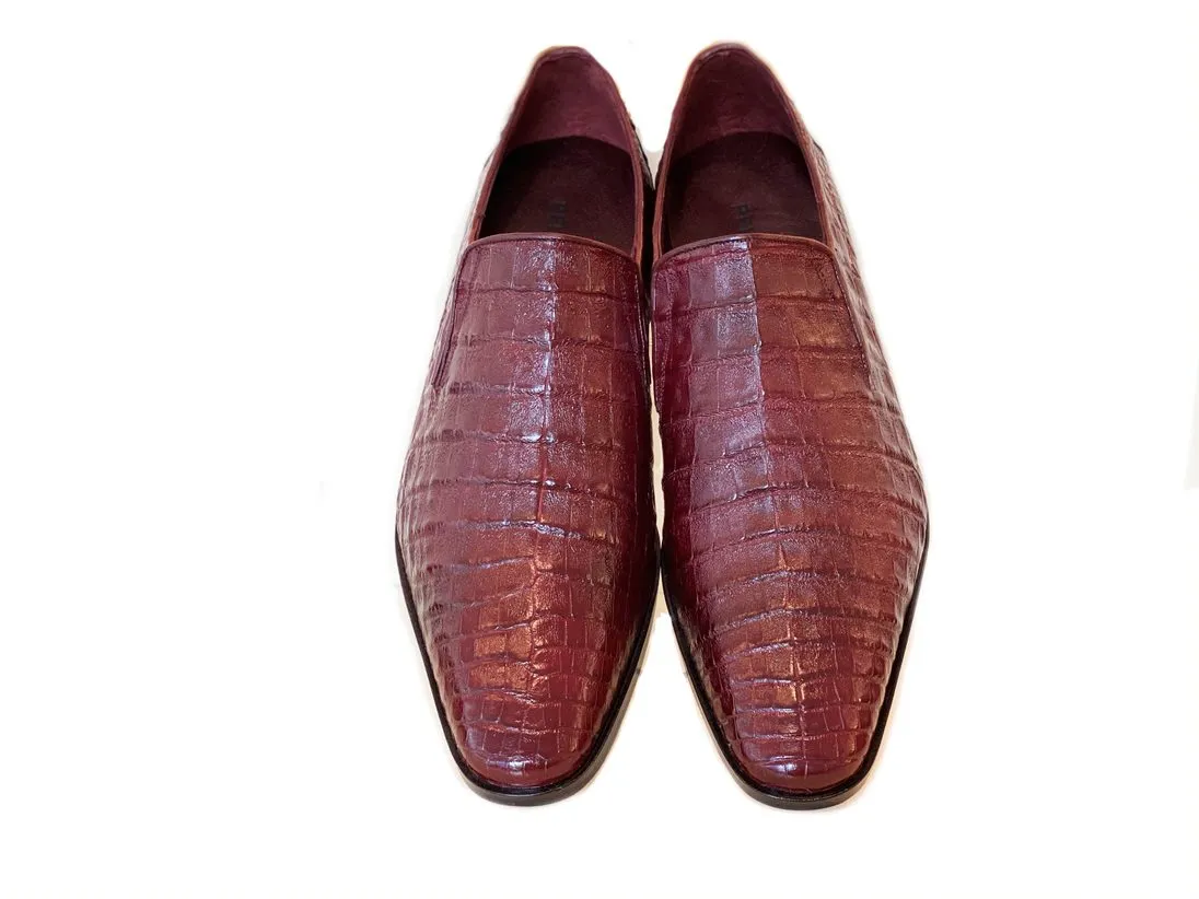 Pelle Exotics Crocodile Slip-On Loafer Burgundy