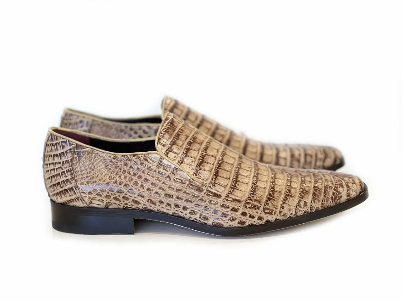 Pelle Exotics Crocodile Slip-On Loafer Taupe