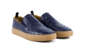 Pelle Grafton Ostrich Slip-On Loafer Navy