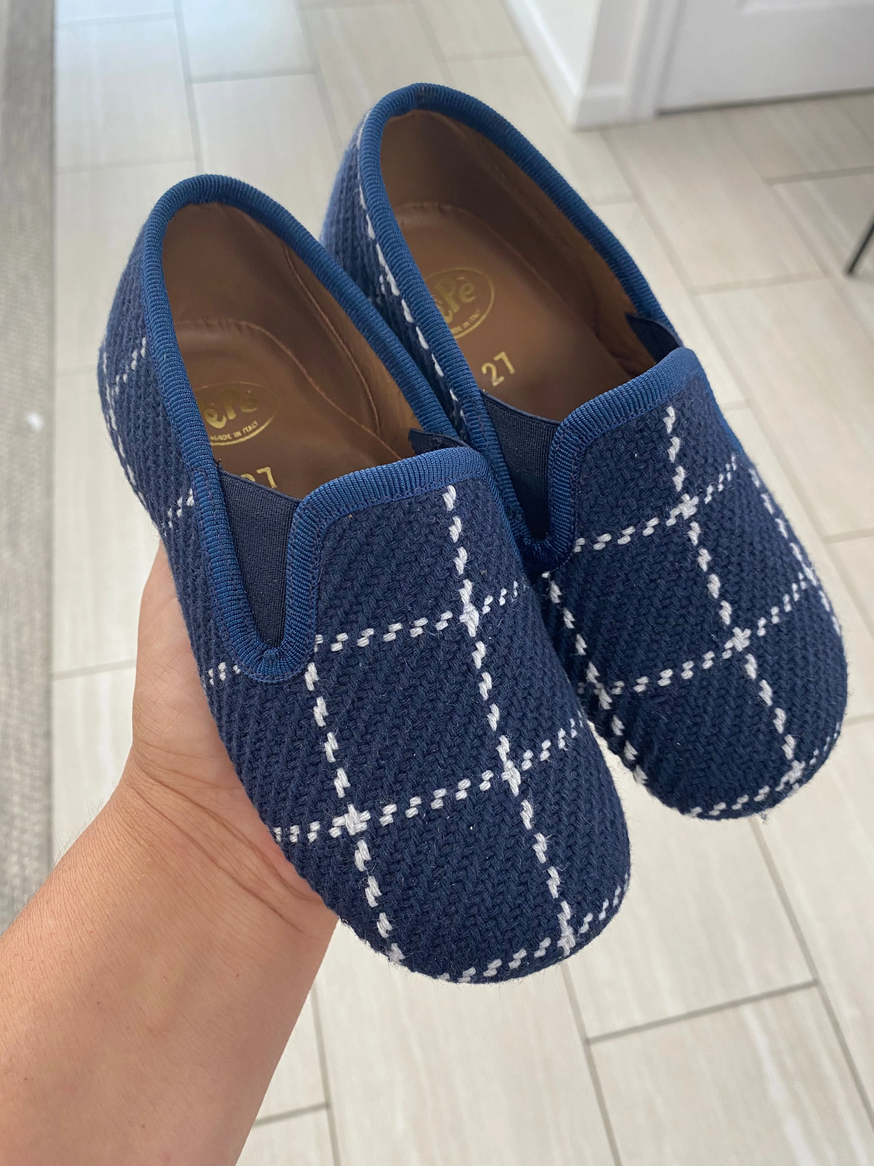 Pepe Navy Plaid Slipper Loafer