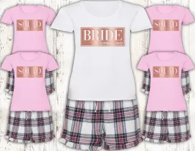 Personalised Bride Squad Pyjamas Matching Pajamas Pink Tartan Loungewear Adult Pjs Hen Do Bachelorette Pyjamas London 2022 Any L