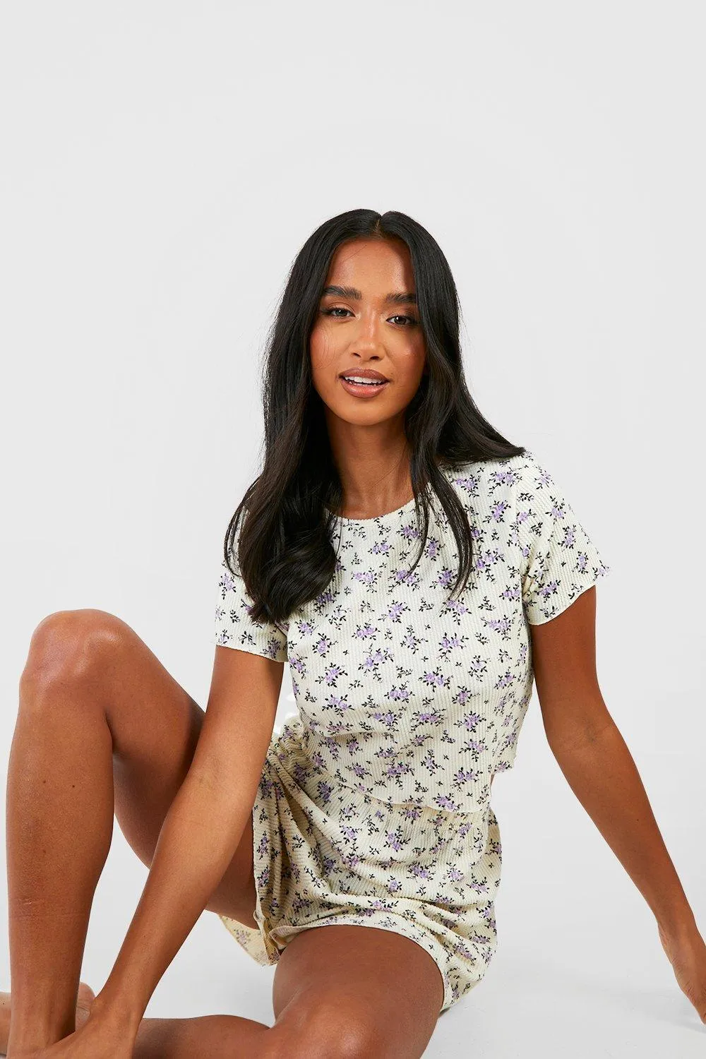 Petite Floral Rib Short Pajamas