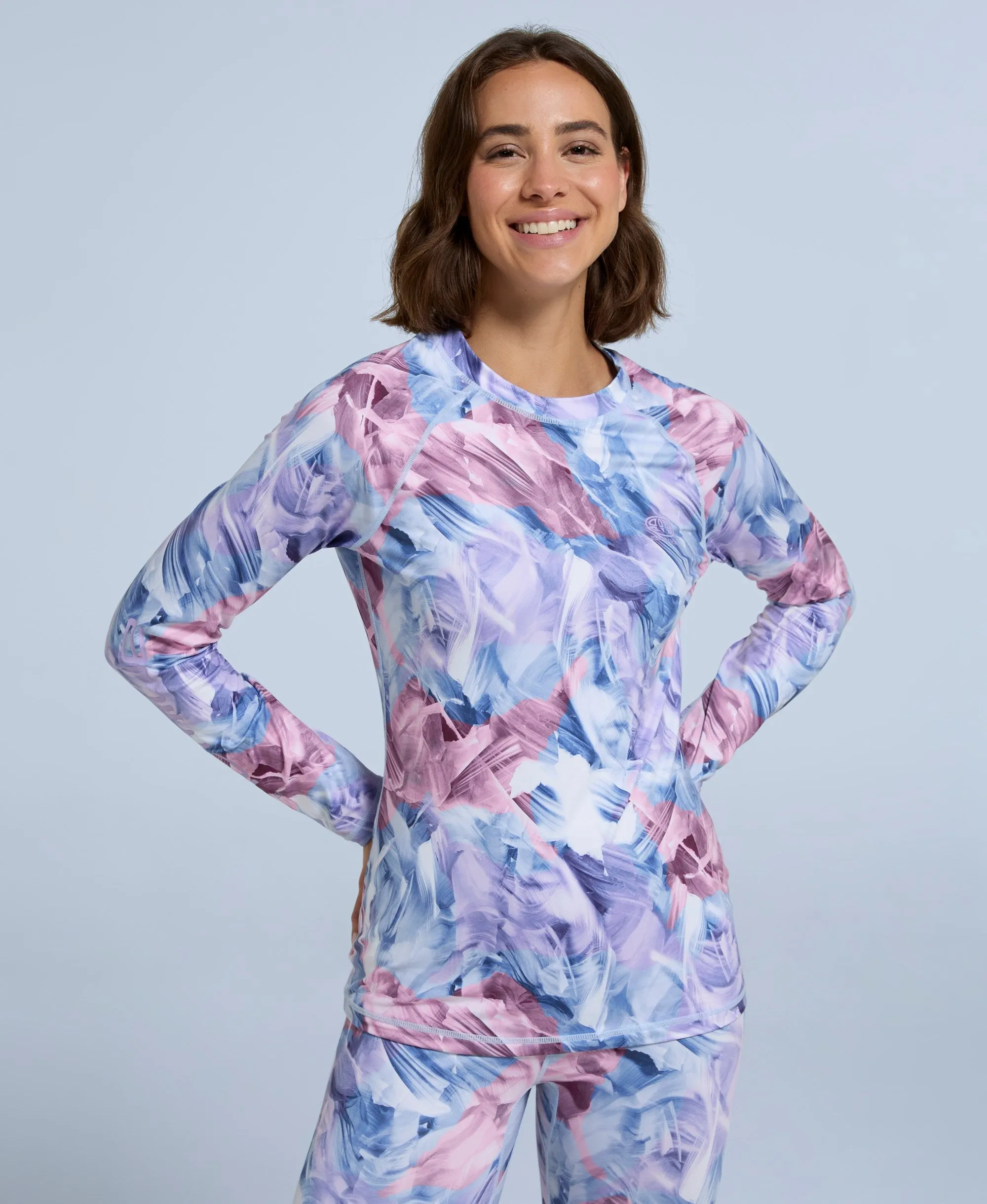 Piste Printed Womens Base Layer Top - Light Pink