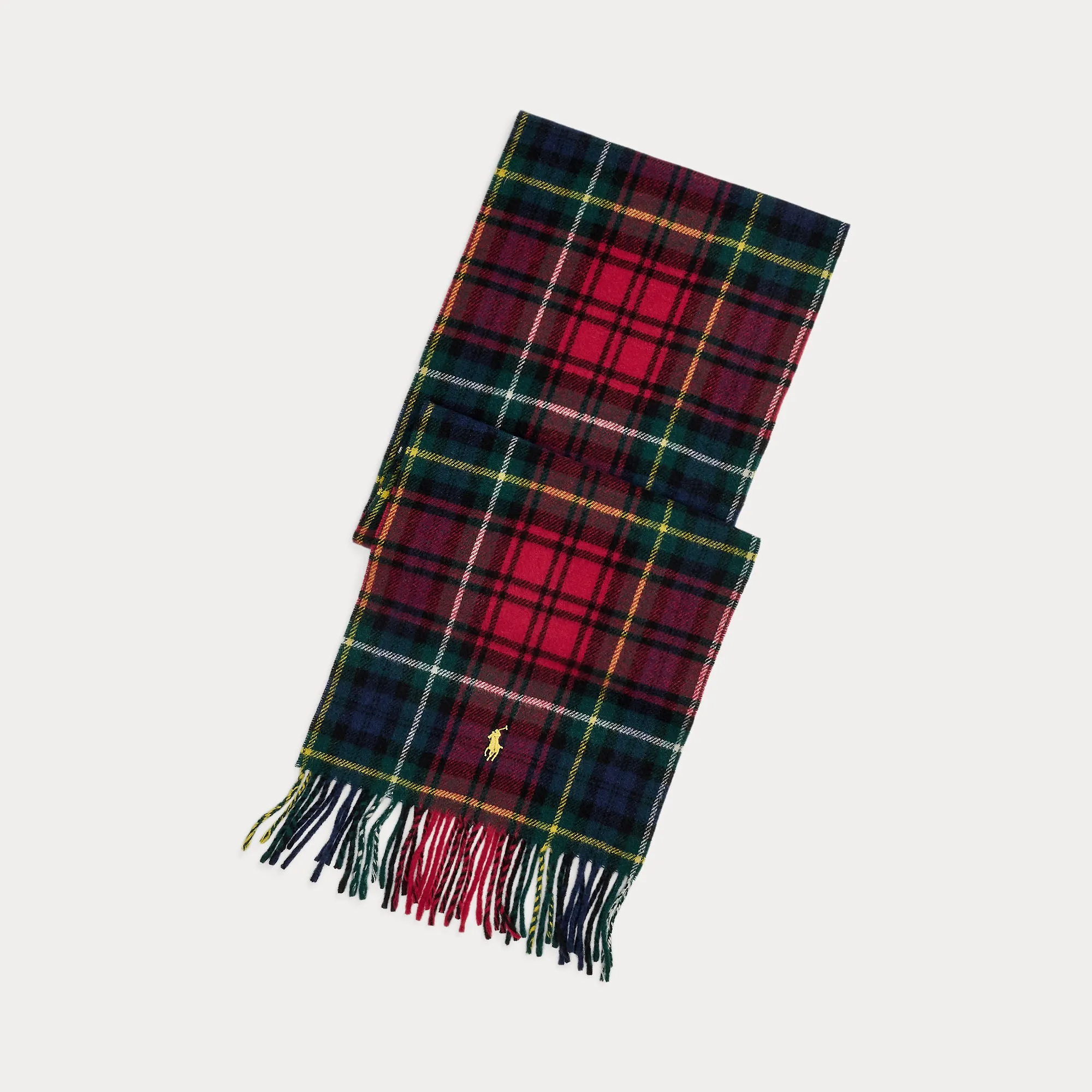 PLAID FRINGE WOOL SCARF