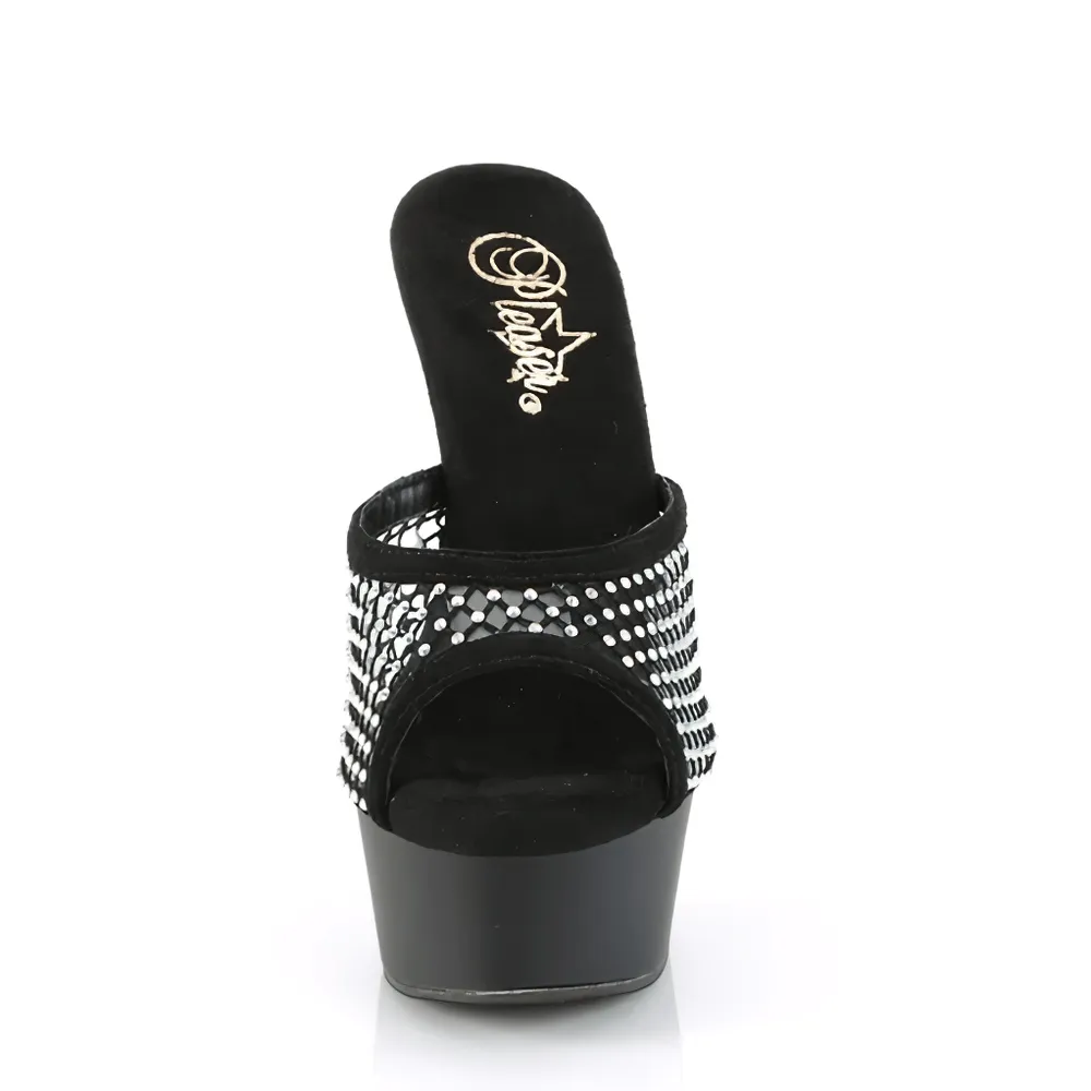 PLEASER Sparkling Peep-Toe Platform Slides with Rhinestone