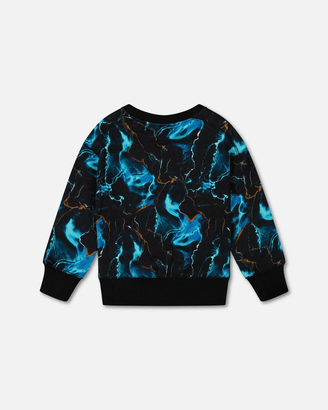 Printed Fleece Sweatshirt Blue Storm