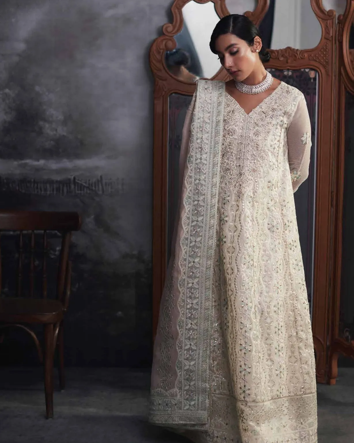 Qala by Mushq Unstitched Luxury Kamdaani 3 Piece Suit MCK-05 AAILA