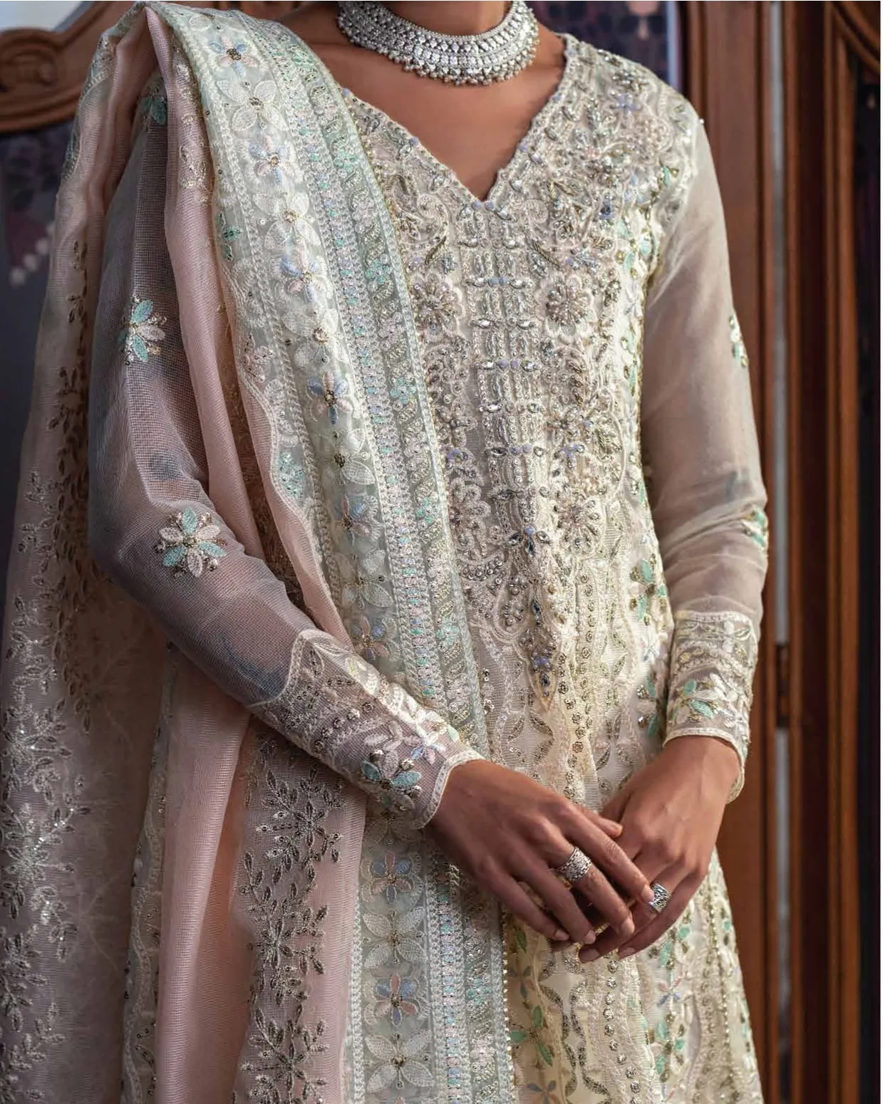 Qala by Mushq Unstitched Luxury Kamdaani 3 Piece Suit MCK-05 AAILA