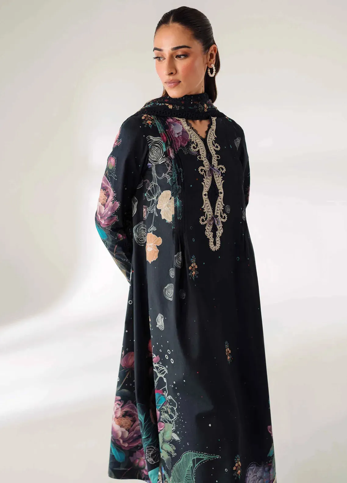 QPrints by Qalamkar Embroidered Lawn Unstitched 3Pc Suit AR-01 ANIQA