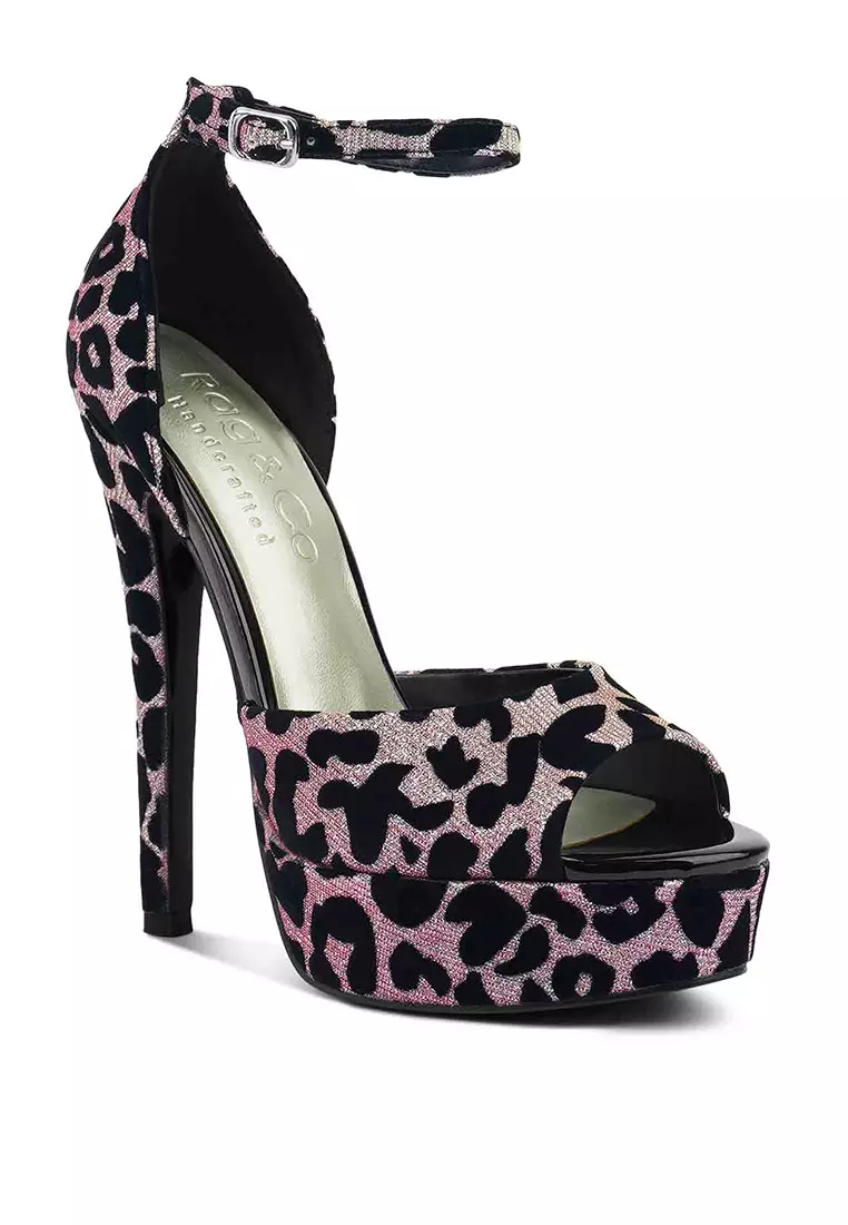 Rag & CO. Pink Printed Peep toe High Heeled Sandal