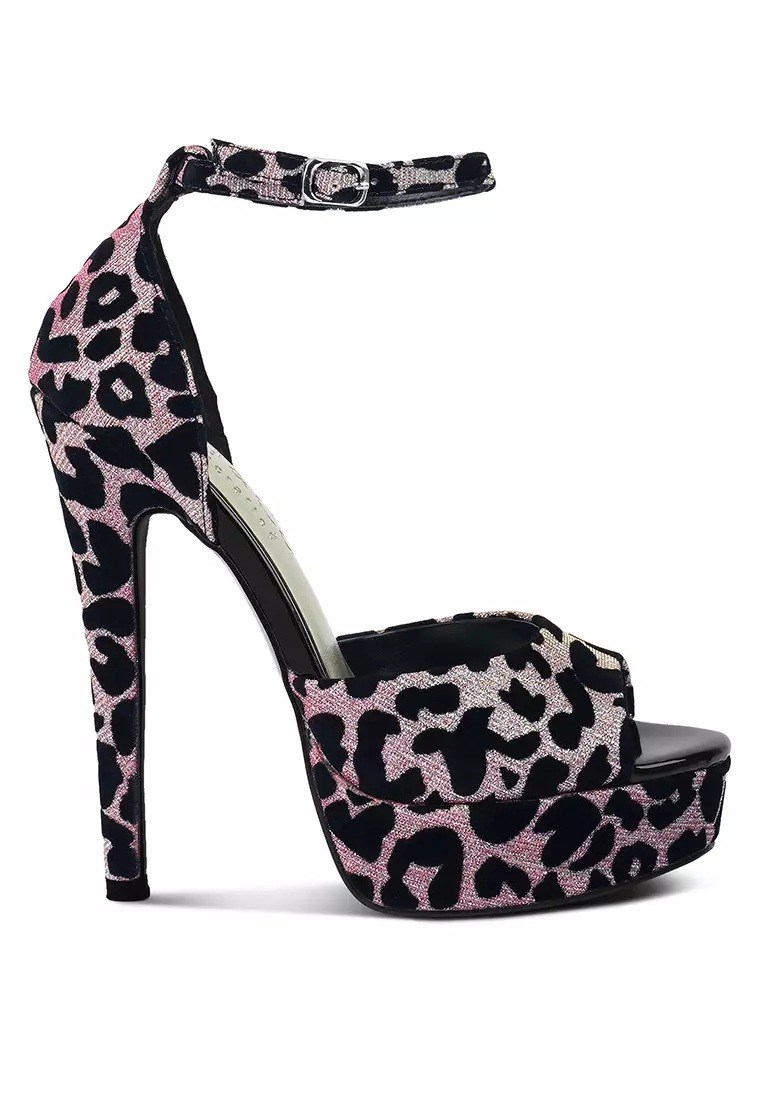 Rag & CO. Pink Printed Peep toe High Heeled Sandal